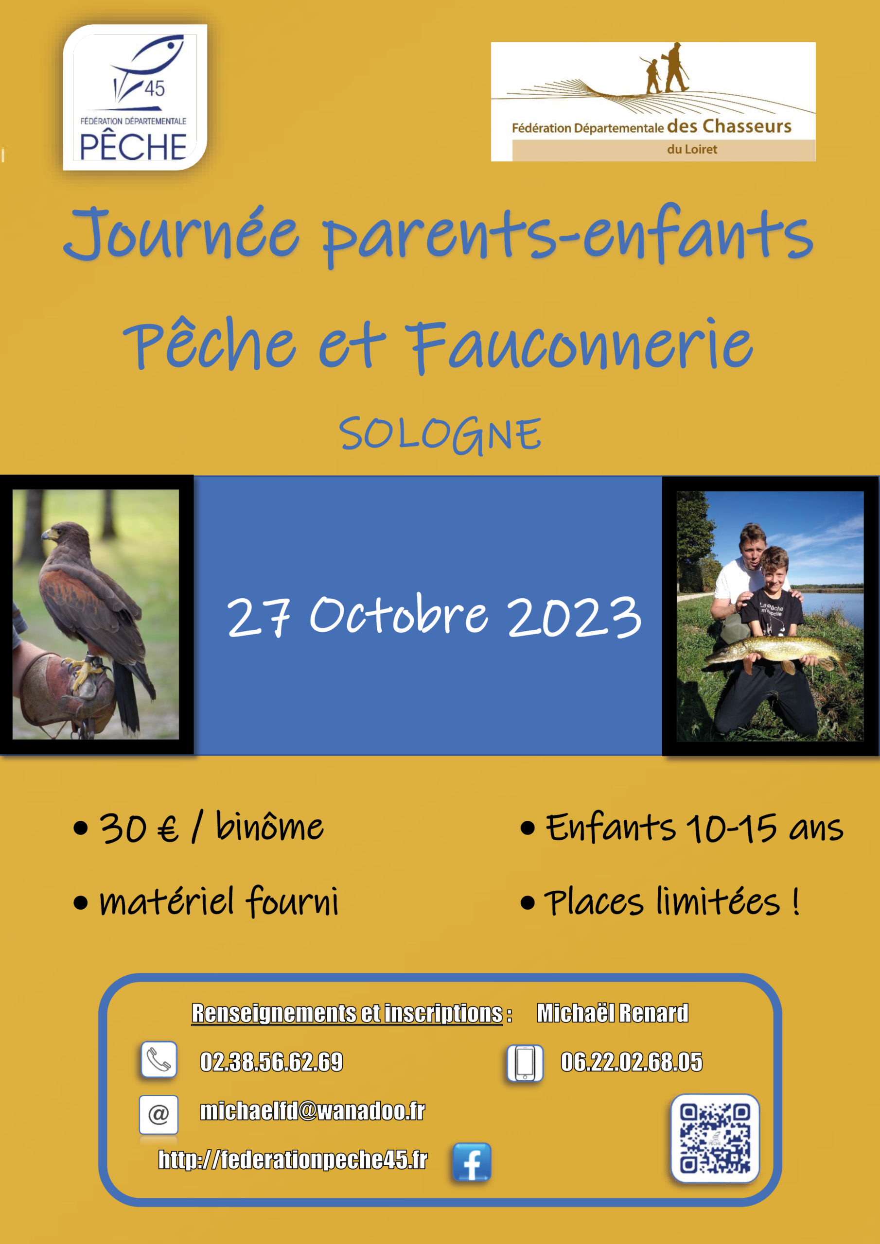 Journée parents-enfants pêche et Fauconnerie 27 Octobre 2023